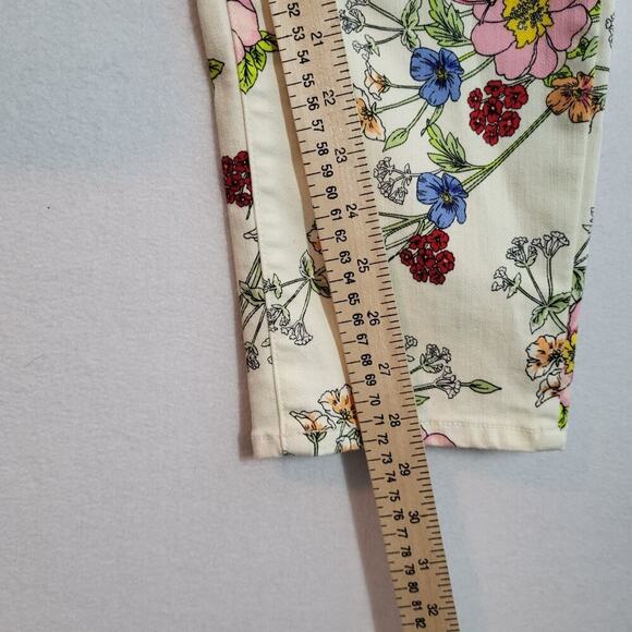 Talbots Floral Bouquet Slim Ankle Jean Size 12 Ivory Flawless 5 Pocket Slimming - Picture 8 of 13